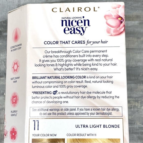 NWT Clairol Nice ‘n Easy 11 Ultra Light Blonde Permanent Hair Color Gray Cover - Picture 8 of 10